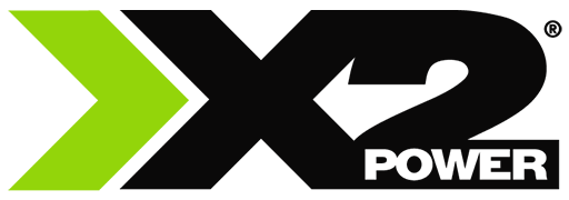 x2power logo green and black
